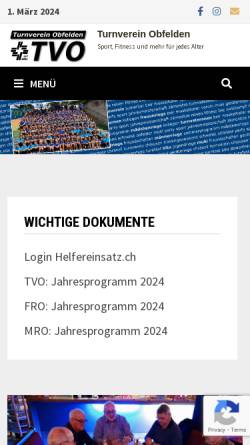 Vorschau der mobilen Webseite www.tvobfelden.ch, Turnverein Obfelden