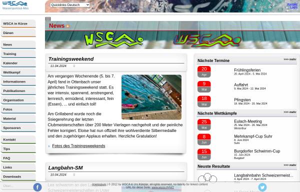 Vorschau von www.wsca.ch, Wasser-Sport-Club Albis (WSCA)