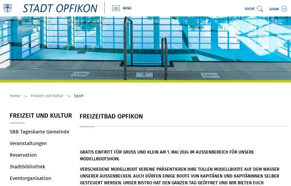 Vorschau von www.badopfikon.ch, Frei- und Hallenbad Bruggwiesen