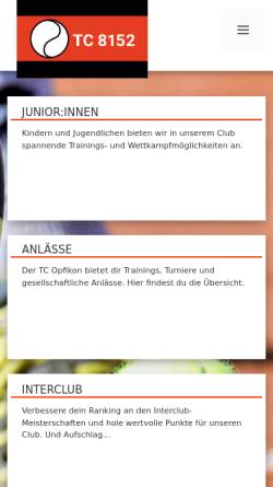 Vorschau der mobilen Webseite www.tcopfikon.ch, Tennisclub Opfikon Glattbrugg