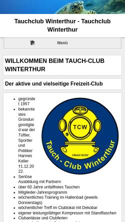 Vorschau der mobilen Webseite www.tauchclubwinterthur.ch, Tauchclub Winterthur