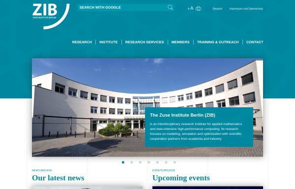 Vorschau von www.zib.de, Konrad-Zuse-Zentrum für Informationstechnik Berlin (ZIB)
