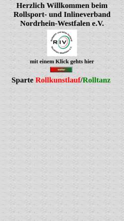 Vorschau der mobilen Webseite www.rollkunstlauf-nrw.de, Rollsport- und Inline Verband Nordrhein-Westfalen e.V., Sparte Rollkunstlauf/Rolltanz
