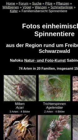 Vorschau der mobilen Webseite nafoku.de, Fotos einheimischer Spinnen und Spinnentiere