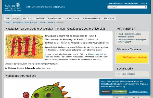 Vorschau von www.katalanistik.uni-frankfurt.de, Katalanistik an der Universität Frankfurt am Main