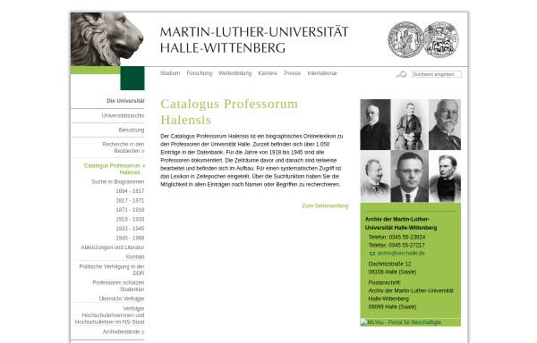 Vorschau von www.catalogus-professorum-halensis.de, Catalogus Professorum Halensis