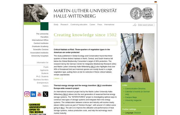 Vorschau von www.uni-halle.de, Martin-Luther-Universität Halle-Wittenberg (MLU)