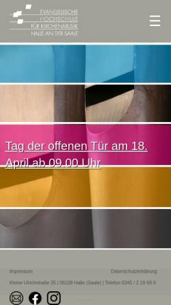 Vorschau der mobilen Webseite www.ehk-halle.de, Evangelische Hochschule für Kirchenmusik