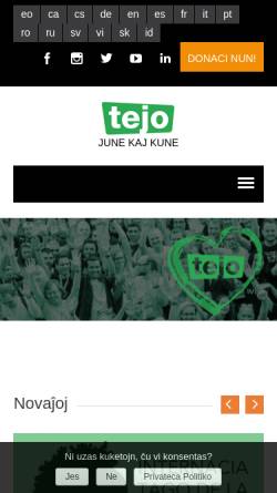 Vorschau der mobilen Webseite www.tejo.org, Tutmonda Esperantista Junulara Organizo (TEJO)