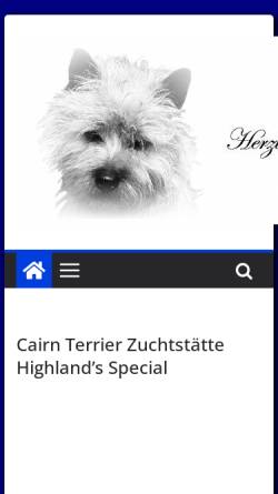 Vorschau der mobilen Webseite www.cairn-terrier.ch, Cairn Terrier
