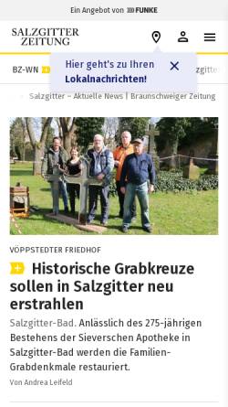 Vorschau der mobilen Webseite www.salzgitter-zeitung.de, Salzgitter-Zeitung