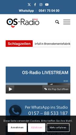 Vorschau der mobilen Webseite www.osradio.de, OS-Radio 104.8