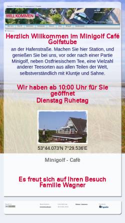 Vorschau der mobilen Webseite www.minigolf-langeoog.de, Minigolf Café Golfstube