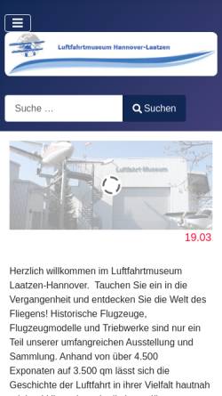 Vorschau der mobilen Webseite www.luftfahrtmuseum-hannover.de, Luftfahrt-Museum Laatzen