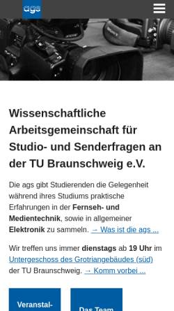 Vorschau der mobilen Webseite www.ags.tu-bs.de, AGS - Arbeitsgemeinschaft für Studio und Senderfragen e.V.