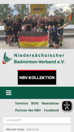 Vorschau der mobilen Webseite www.nbv-online.de, Niedersächsischer Badminton Verband