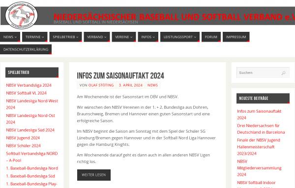 Vorschau von www.nbsv.de, Niedersächsischer Baseball und Softball Verband