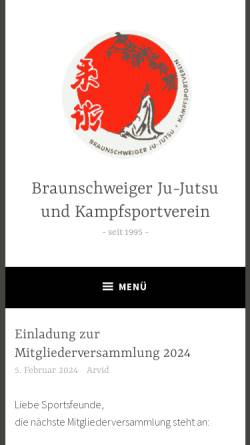 Vorschau der mobilen Webseite www.bjjk.de, Braunschweiger Ju-Jutsu und Kampfsportverein e.V.