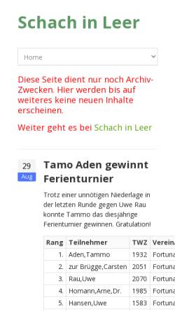 Vorschau der mobilen Webseite www.aden-online.de, Schachabteilung des VfR Heisfelde
