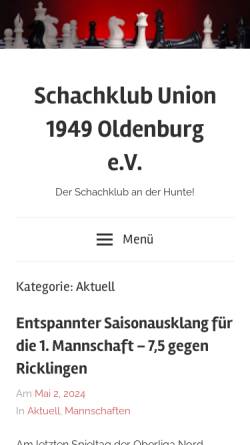 Vorschau der mobilen Webseite www.skunion.de, Schachklub Union 1949 Oldenburg e.V.