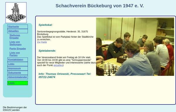 Vorschau von www.schachverein-bueckeburg.de, Schachverein Bückeburg von 1947 e.V.