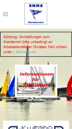 Vorschau der mobilen Webseite www.skhs.de, SKHS - Segelkameradschaft Horumersiel