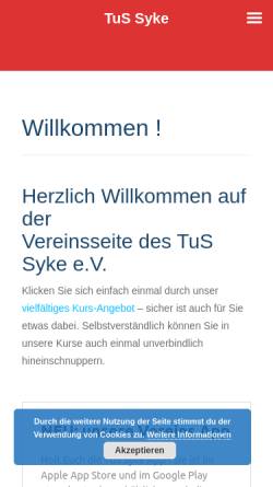 Vorschau der mobilen Webseite www.tussyke.de, TuS Syke e.V.