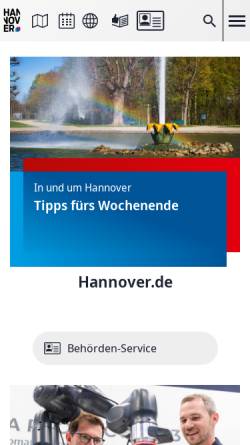 Vorschau der mobilen Webseite www.hannover.de, Presseserver der Landeshauptstadt Hannover