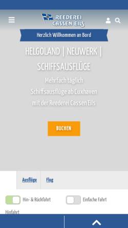 Vorschau der mobilen Webseite www.cassen-eils.de, Reederei Cassen Eils GmbH & Co. KG