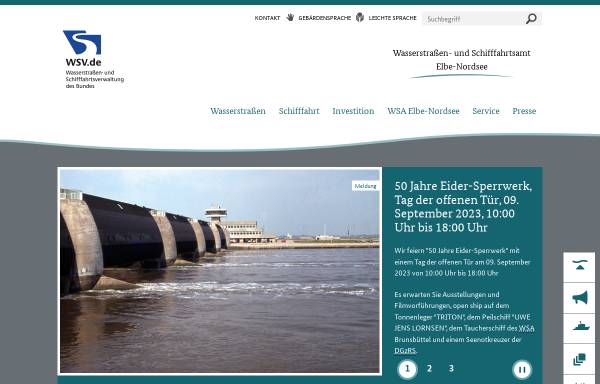 Vorschau von www.wsa-cuxhaven.de, Wasser- und Schifffahrtsamt Cuxhaven