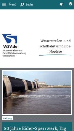 Vorschau der mobilen Webseite www.wsa-cuxhaven.de, Wasser- und Schifffahrtsamt Cuxhaven