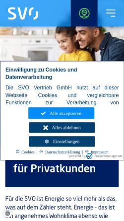 Vorschau der mobilen Webseite www.svo.de, SVO Stromversorgung Osthannover GmbH