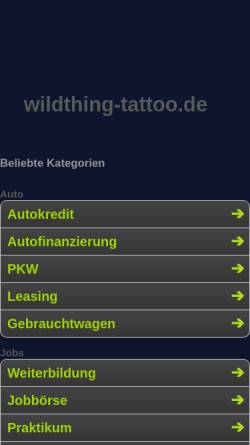 Vorschau der mobilen Webseite www.wildthing-tattoo.de, Wildthing Tattoo und Piercing Studio, Jörg Christian Alda