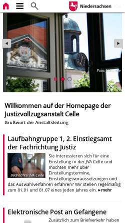 Vorschau der mobilen Webseite www.jva-celle.niedersachsen.de, Justizvollzugsanstalt Celle