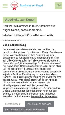 Vorschau der mobilen Webseite www.kugelapo.de, Apotheke zur Kugel, Hildegard Kruse-Behrendt