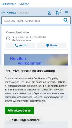 Vorschau der mobilen Webseite www.kreuz-apotheke-hannover.de, Kreuz Apotheke