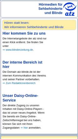 Vorschau der mobilen Webseite www.atz-blinde.de, Tonband-Zeitung für Blinde