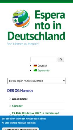 Vorschau der mobilen Webseite www.esperanto.de, Esperanto-Gruppe Hameln