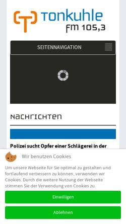 Vorschau der mobilen Webseite www.tonkuhle.de, Radio Tonkuhle