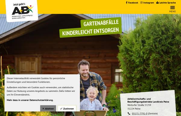 Vorschau von www.ab-peine.de, Abfallwirtschaftsbetrieb des Landkreises Peine