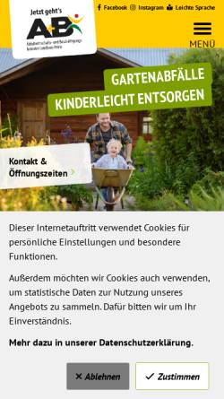 Vorschau der mobilen Webseite www.ab-peine.de, Abfallwirtschaftsbetrieb des Landkreises Peine