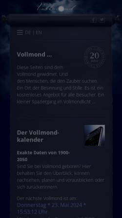 Vorschau der mobilen Webseite www.vollmond.info, Vollmond Info