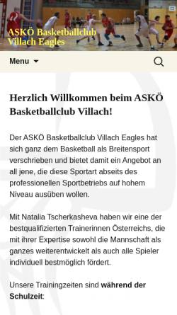 Vorschau der mobilen Webseite www.basketball-villach.at, ASKÖ Basketball Club Villach