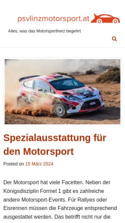 Vorschau der mobilen Webseite psvlinzmotorsport.at, Motorsportsektion des PSV-Linz