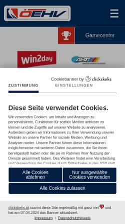 Vorschau der mobilen Webseite eishockey.at, Österreichischer Eishockeyverband