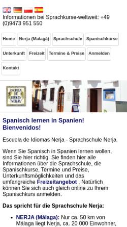 Vorschau der mobilen Webseite www.sprachschule-nerja.de, Nerja: Sprachschule Nerja