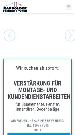 Vorschau der mobilen Webseite www.rappolder-fenster-tueren.de, Rappolder Fenster & Türen