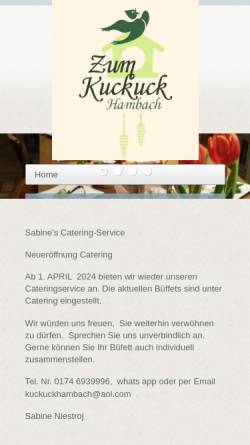 Vorschau der mobilen Webseite kuckuckhambach.de, Gaststätte 