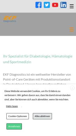 Vorschau der mobilen Webseite www.ekf-diagnostic.de, EKF-Diagnostik GmbH