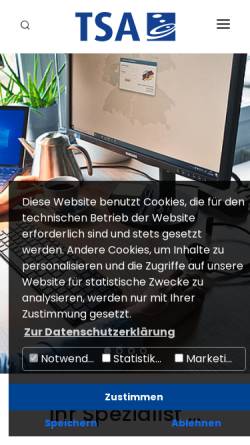 Vorschau der mobilen Webseite www.tsa.de, Teleport Sachsen-Anhalt GmbH